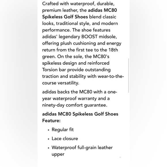 Adidas MC 80 Unisex Golf Shoes-Black/Red-Size (Men7/Women 8)NIB⛳️ - Picture 9 of 10